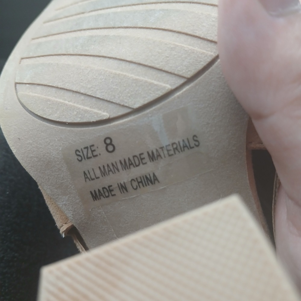 Charlotte Russe Block Heel Sandals 8 Tan Caged Lace Up Boho Faux Suede Open Toe - Picture 3 of 10